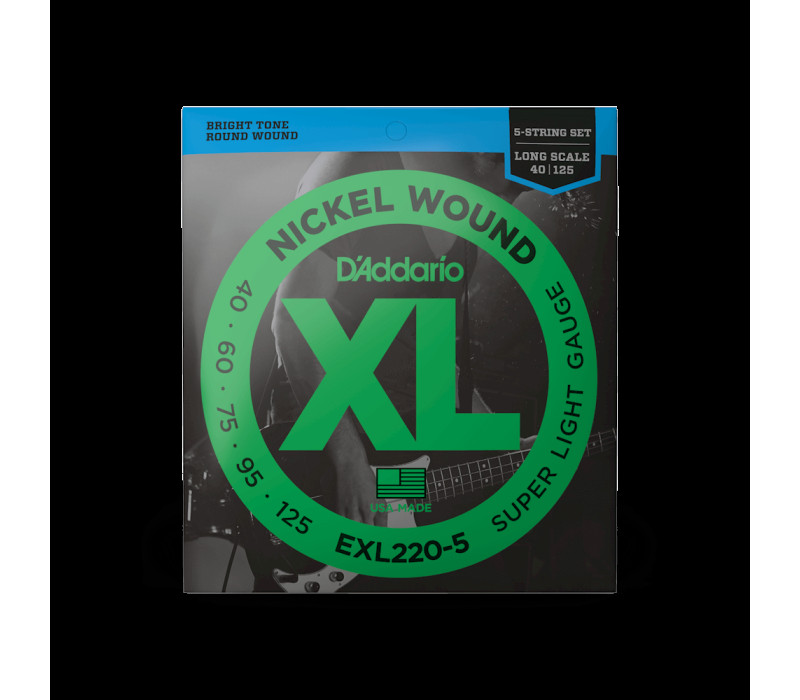 D'Addario EXL220-5 Super Light Long Scale 5-String Bass Strings