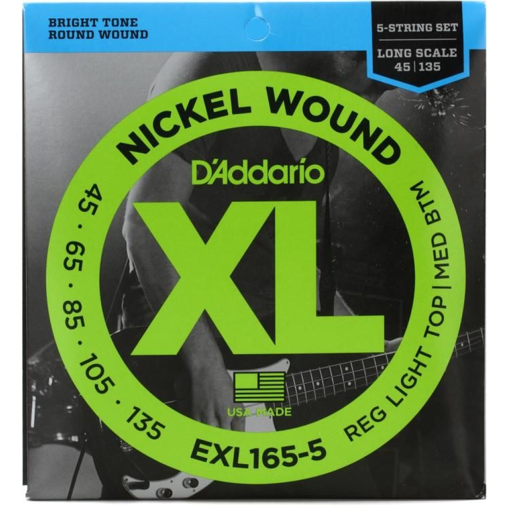 D'Addario  EXL165 Nickel Wound  Bass Guitar Strings (5 Strings)