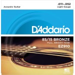 D'Addario EZ910 Bronze Light  Acoustic Guitar Strings  11-52