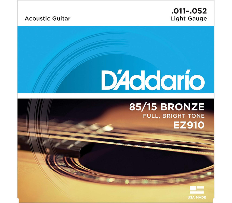 D'Addario EZ910 Bronze Light  Acoustic Guitar Strings  11-52