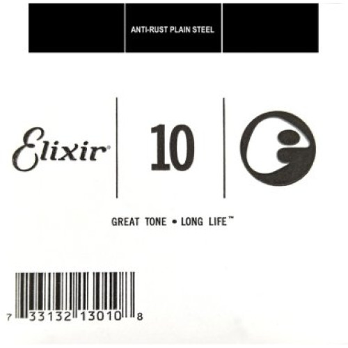 Elixir 13010 Anti-Rust Plated Plain Steel .010, Single Guitar String