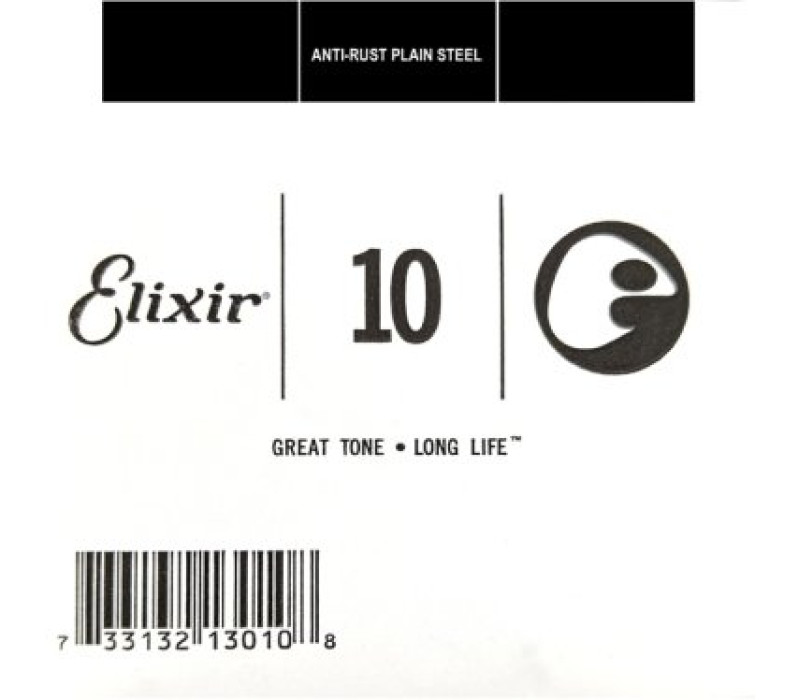 Elixir 13010 Anti-Rust Plated Plain Steel .010, Single Guitar String