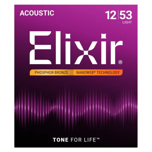 Elixir 16152 Nanoweb Coated Phosphor Bronze 12 String Acoustic Guitar Strings Light 10-47
