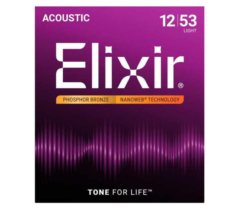 Elixir 16152 Nanoweb Coated Phosphor Bronze 12 String Acoustic Guitar Strings Light 10-47