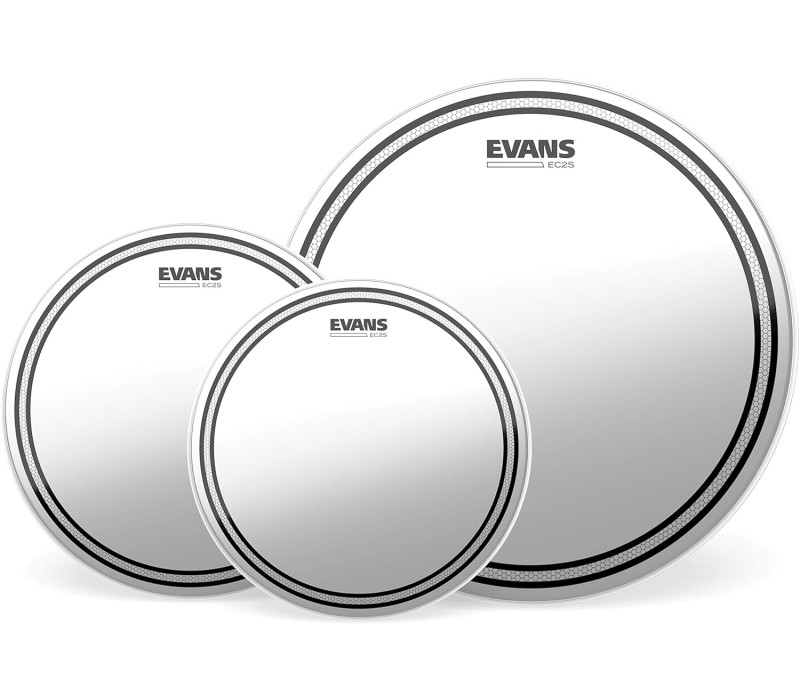Evans Drum Heads - EC2S Clear Rock Pack (10", 12", 16") with 14" HD Dry Snare Batter