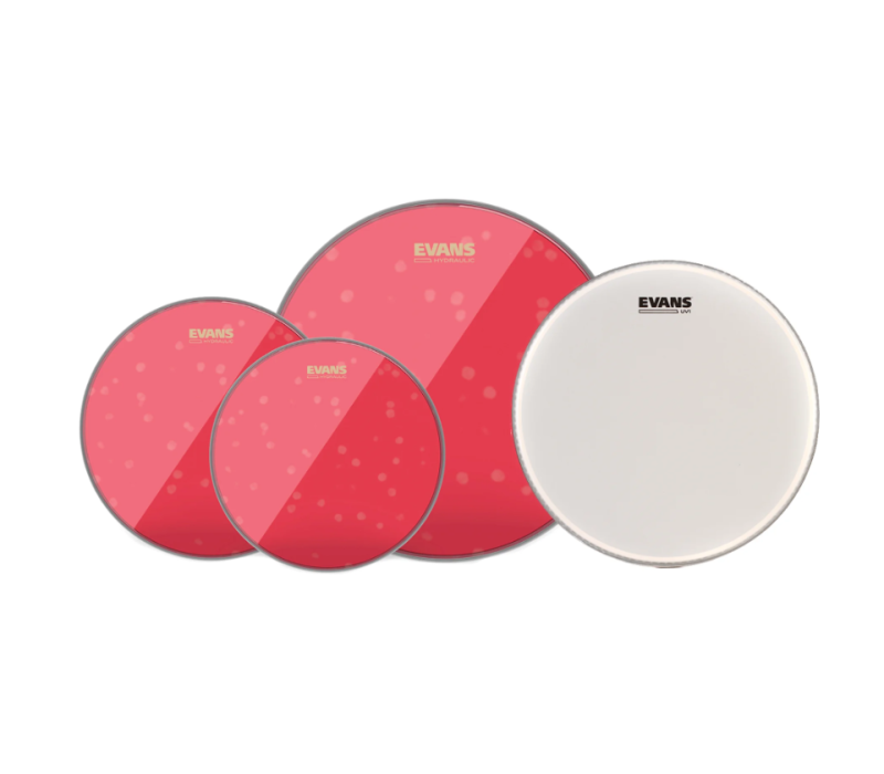 Evans Drum Heads - Hydraulic Red Fusion Pack (10", 12", 14") with 14" UV1 Coated Snare Head