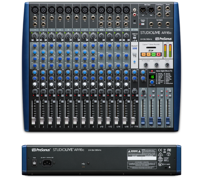 StudioLive® AR16c: 16 channel USB-C™ Compatible Audio Interface / Analog Mixer / Stereo SD Recorder