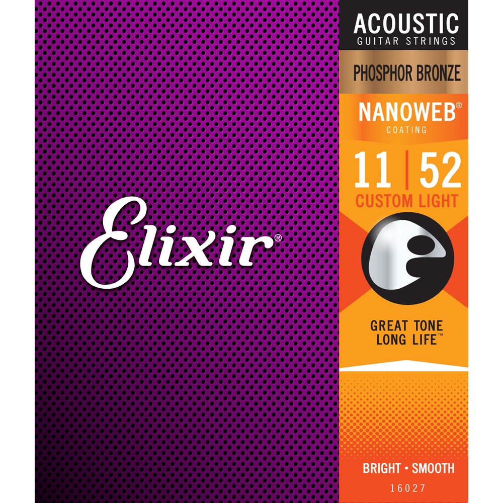 Elixir 16027 Phosphor Bronze Nanoweb Coated Acoustic Guitar Strings